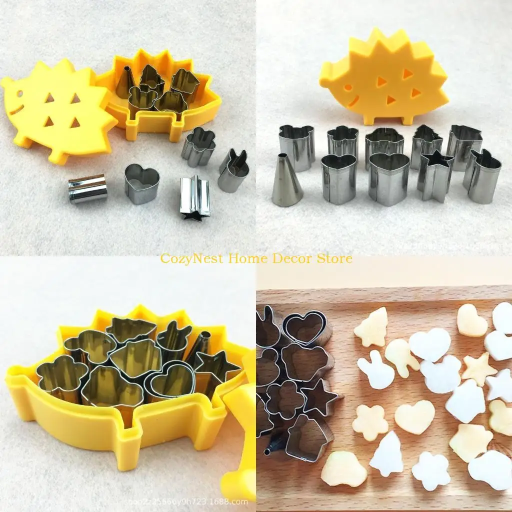 92MF 10PCS Biscuits Cutters Baking Gadgets Set Biscuits Moulds Cookie Cutters 10 Different Shape Metal Texture for Cookie