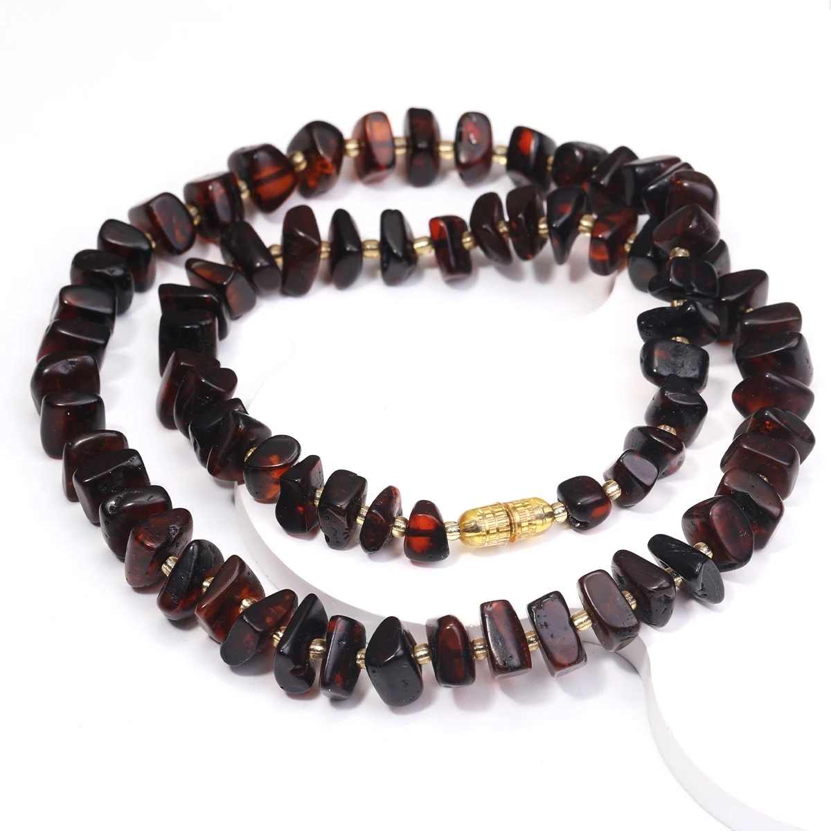 

Coffee colored Irregular Amber Bead Necklace Simple and High End Amber Necklace with Clasp Suitable for DIY Jewelry Decoration