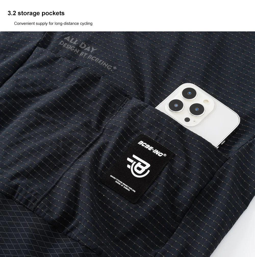 BCBE-ING Herren Aero Radsport-Skinsuit Sommer Kurzarm-Radanzug Leichter Atmungsaktiver Trainingsanzug mit YKK-Reißverschluss – Detail 6
