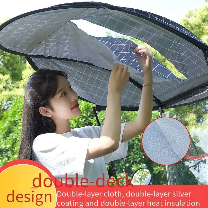 

Battery car electric motorcycle telescopic folding umbrella canopy shelter wind and sun umbrella thickened.