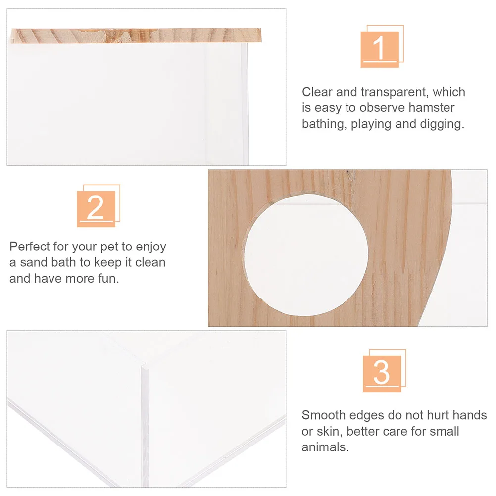 

2pcs Acrylic Bath Sand Basin For Hamsters Transparent Lightweight Bathtub Wear-Resistant Small Pet Bath Container Household