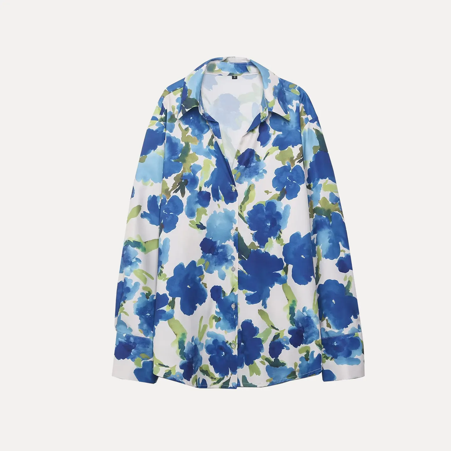 

Модная женская повседневная рубашка с цветочным принтом, длинным рукавом, отложным воротником, свободного кроя, Зима 2025, Премиум-одежда для женщин