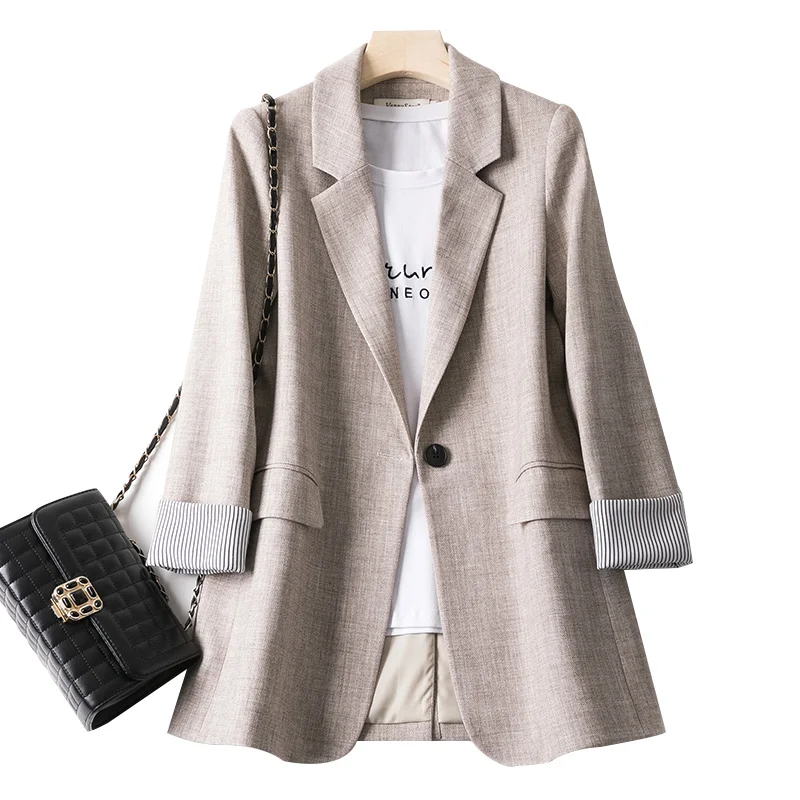 Blazer informal de manga larga para mujer, trajes a cuadros de negocios, chaqueta de trabajo para oficina, abrigos para mujer, nueva moda,