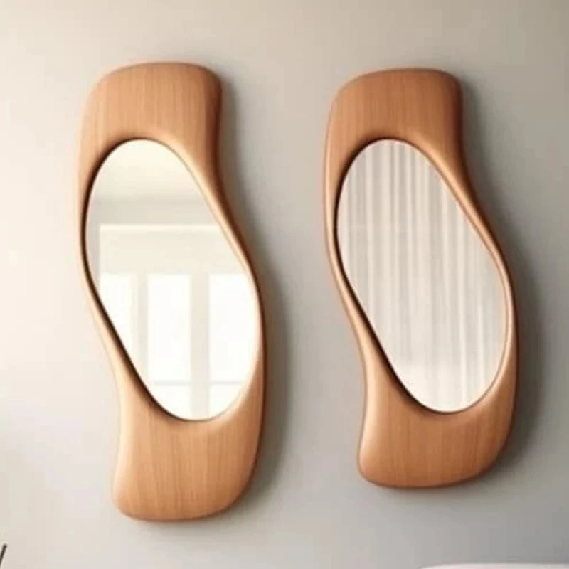 

French wall-mounted bathroom mirror porch art makeup mirror irregular decorative mirror