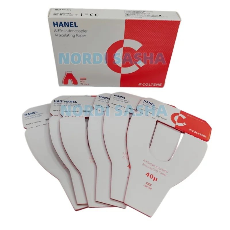 72Pcs/Box COLTENE Horseshoe-Shaped Occlusion Paper Double-sided Dental U-Shaped Bite Registration Articulating Paper Red/Blue