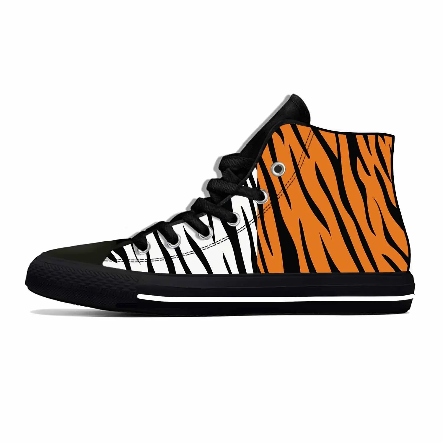 Heiße coole Anime Cartoon Manga Tiger Streifen Muster Mode lässig Stoff Schuhe High Top Board Schuhe leichte Männer Frauen Turnschuhe