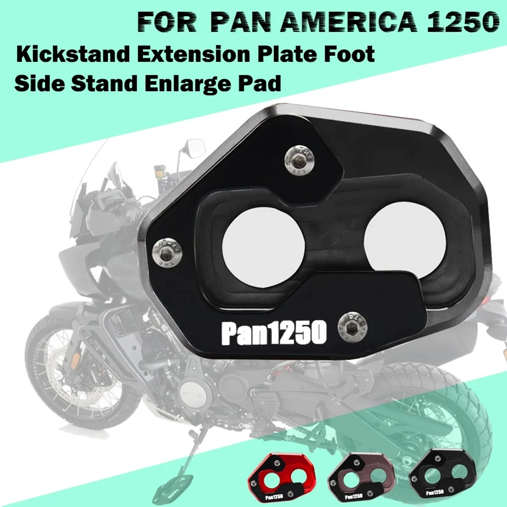 Accesorios de motocicleta Kickstand Extension Plate Foot Side Stand agrandar Pad para Pan America 1250 2021 negro