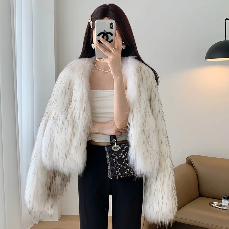 

2024 Autumn Winter ort Sle Fur Coat Women's Faion Slimming Korean Version Young-looking Car-coated Leather Jaet