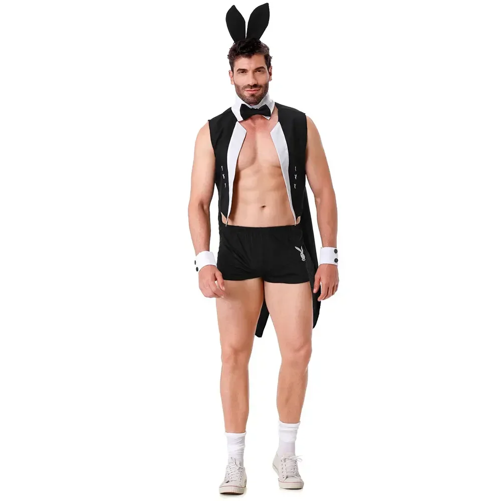 

Men Sexy Outfits Lingerie Set Male Maid Cosplay Outfits Bunny Party Role Play Costume Waiter Lingerie Men Head Wear