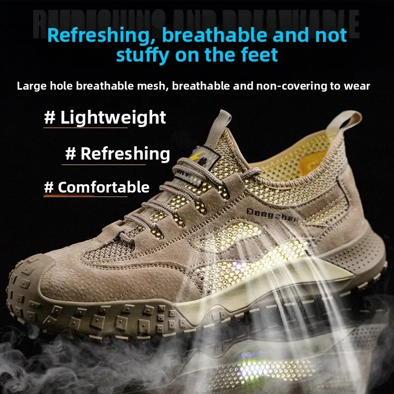 DurableLabor Insurance Shoes Men's Summer Breathable Construction Site Anti-smashing And Anti-piercing Lightweight Soft Sole Ins