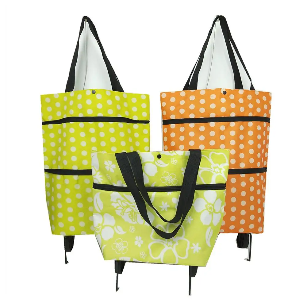 Folding Shopping Cart Bag Detachable Wheel Trolley Bag Shopping Bag Super Market Rolling Personal Handtruck Bag Food Organizer