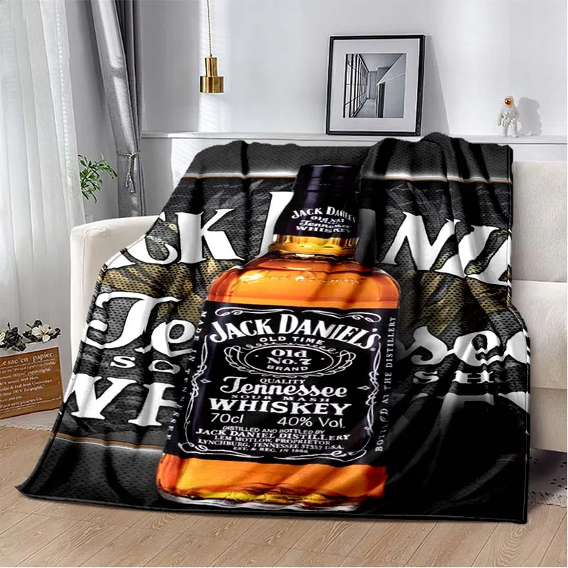 Coperta in flanella con logo J-JACK DANIELS alla moda, decorazione domestica morbida e confortevole, camera da letto, soggiorno, divano, coperta da letto