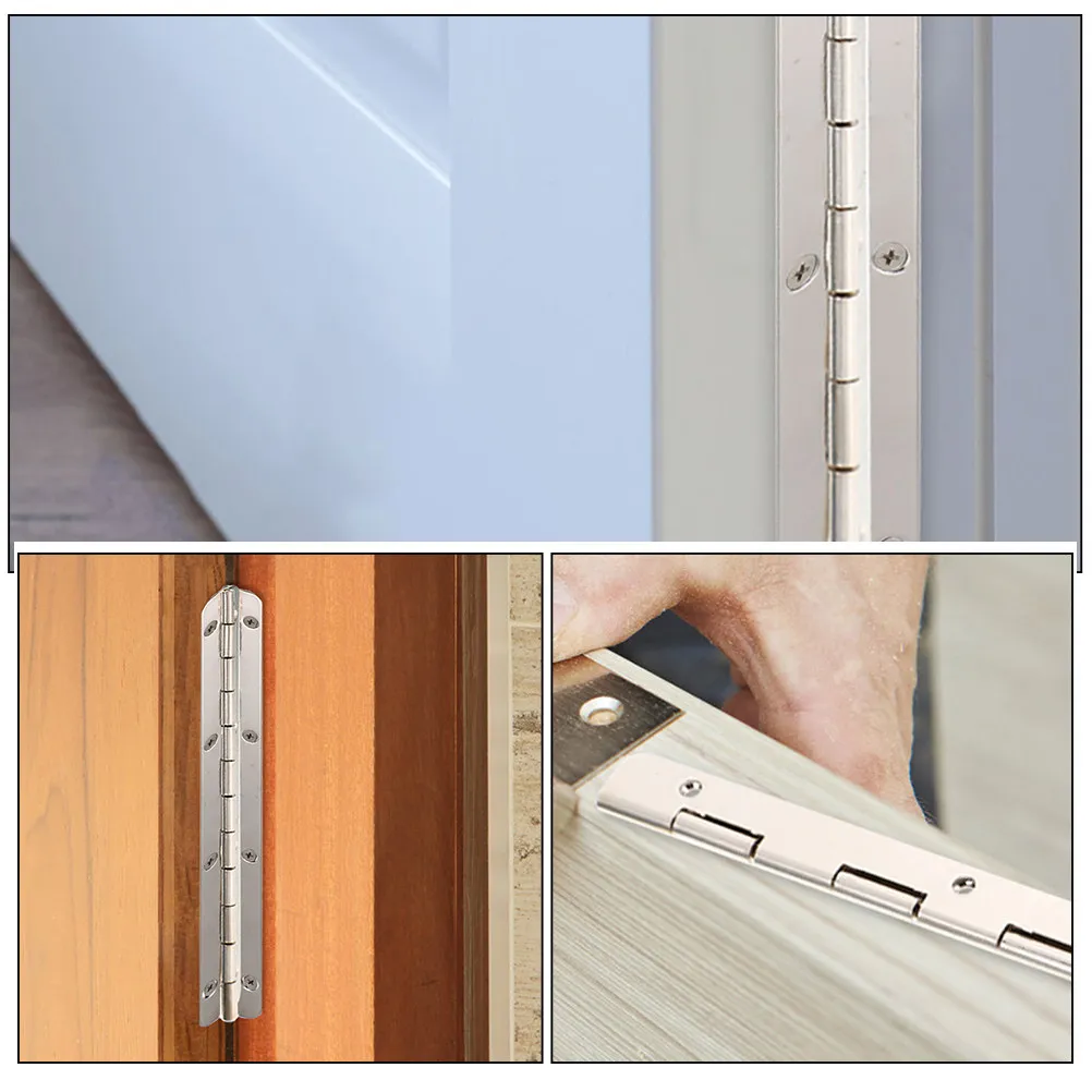 4pcs Stainless Steel Long Piano Hinges Heavy Duty Hinges With Pre-Drilled Holes Wooden Boxes Cabinets Hinges For Boats Cabinets