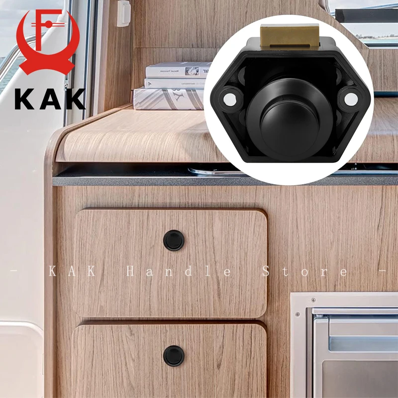 KAK 5 قطعة سيارة تخييم قفل أزرار أسود مقابض خزانة المطبخ بدون مفتاح قفل للدرج مزلاج 20 مللي متر قطع ثقب الأثاث قفل الأجهزة #2