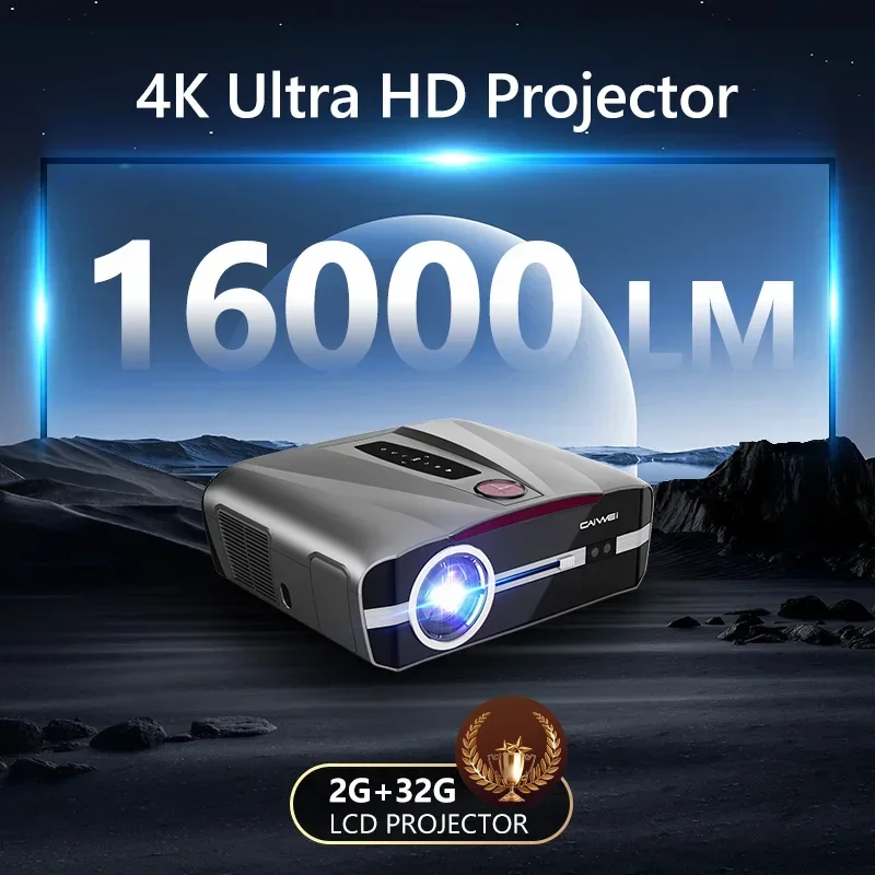 LED 4K Projectors Full HD Auto Focus WiFi Bluetooth Digital Projector with Projection Screen 1480 ANSI Lumen Home Theater Device