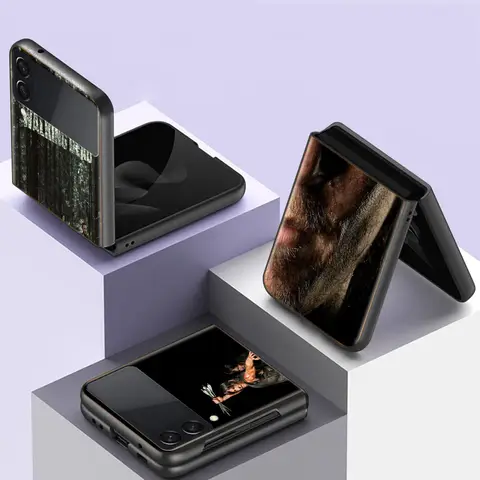 DARYL, The Walking Dead Man Phone Case For Fundas Samsung Galaxy Z Flip 5 6 Flip 4 3 5G Back Hard Capa Coque TPU PC Shell CoverD