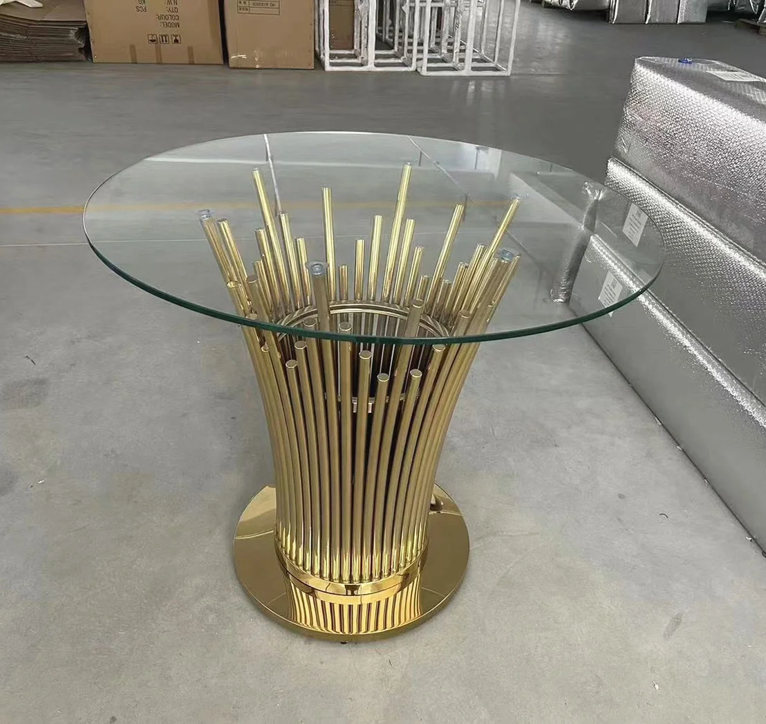 

io-Hotel Wedding Party Event Dining Table 48" Divine Round Cake Table Gold Wedding Decoration Cake Table^