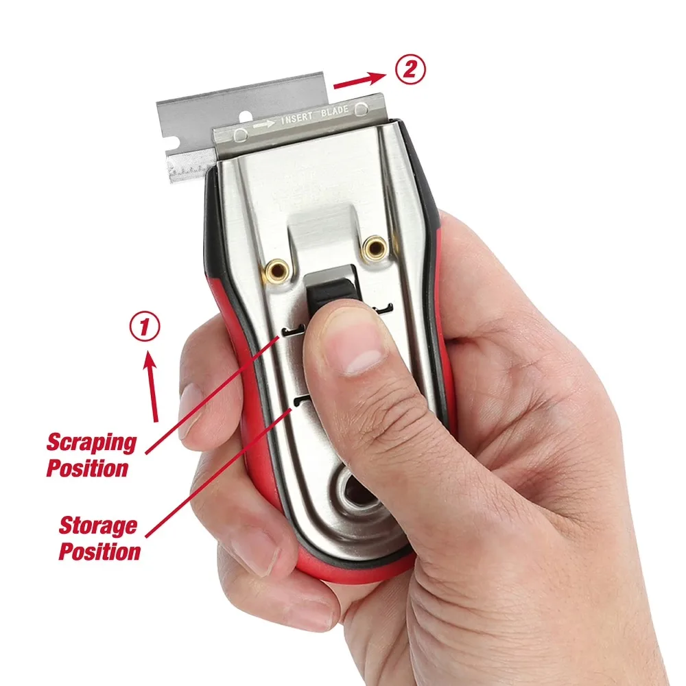 Retractable Razor Blade Scraper Tool with Soft Grip Handle Utility Knife for Floor Wall Sticker Adhesive Removal Cleaning 4.5 Inch view 2
