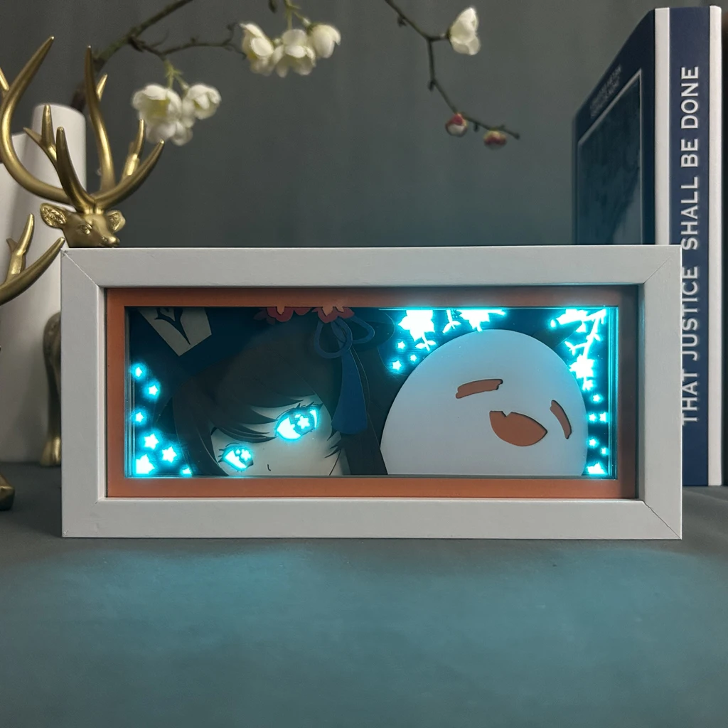 Genshin Impact Hutao Led Lamp Box for Bedroom Decoration Nightlight Birthday Gift 3d Paper Cut Light Box Lightbox Dropshipping