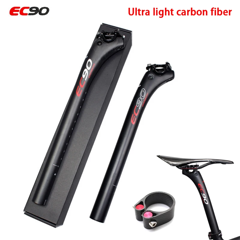 EC90 Carbon Fiber Seatpost MTB Bicycle Ultralight Seat Post 27.2/30.8/31.6*350/400mm Mountain Road Bikes Cycling Seatposts Clamp