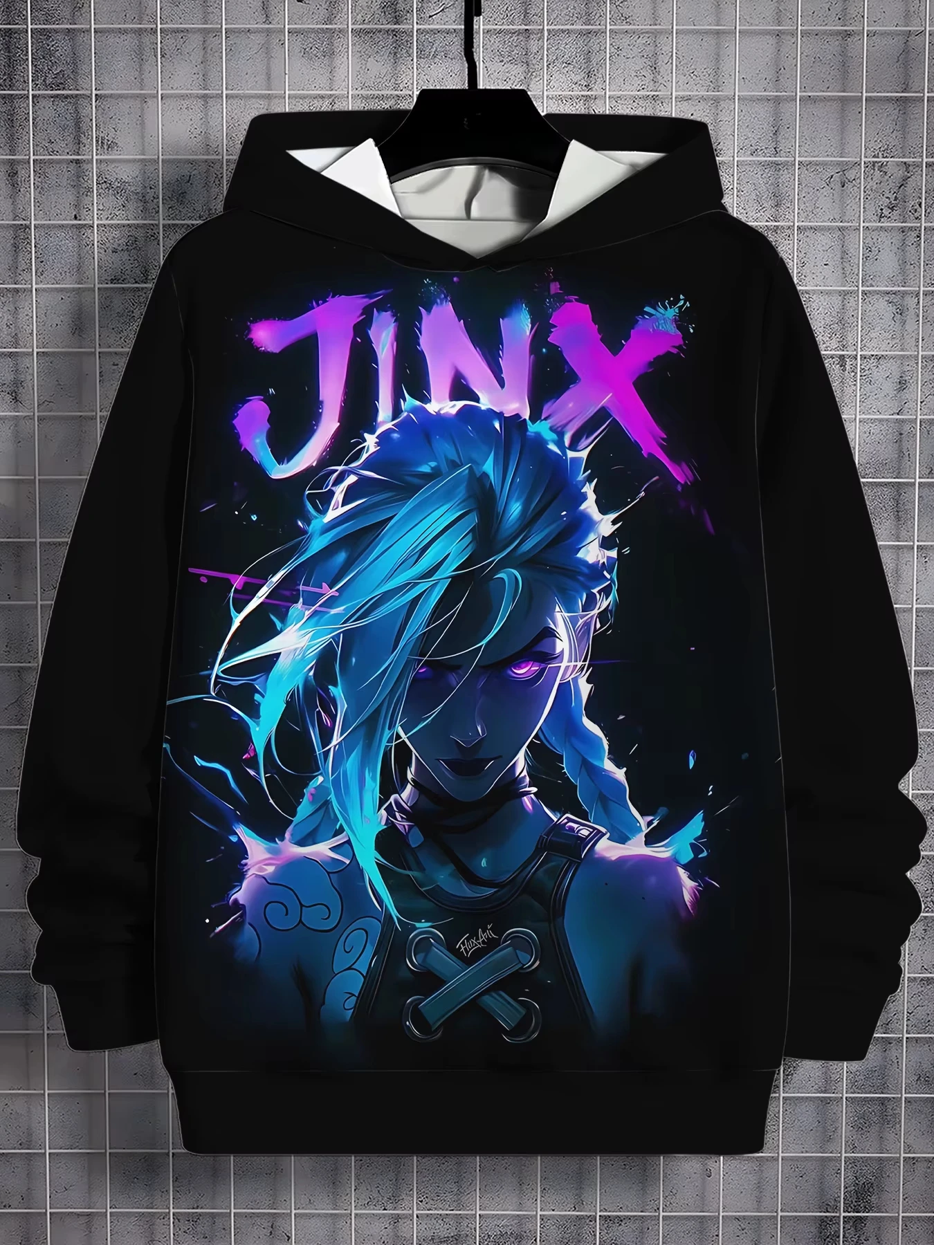 أنيمي لعبة غامضة Jinx ثلاثية الأبعاد طباعة هوديس الرجال النساء موضة هوديي البلوز النساء تعرق للجنسين رياضية البلوفرات الملابس Lol