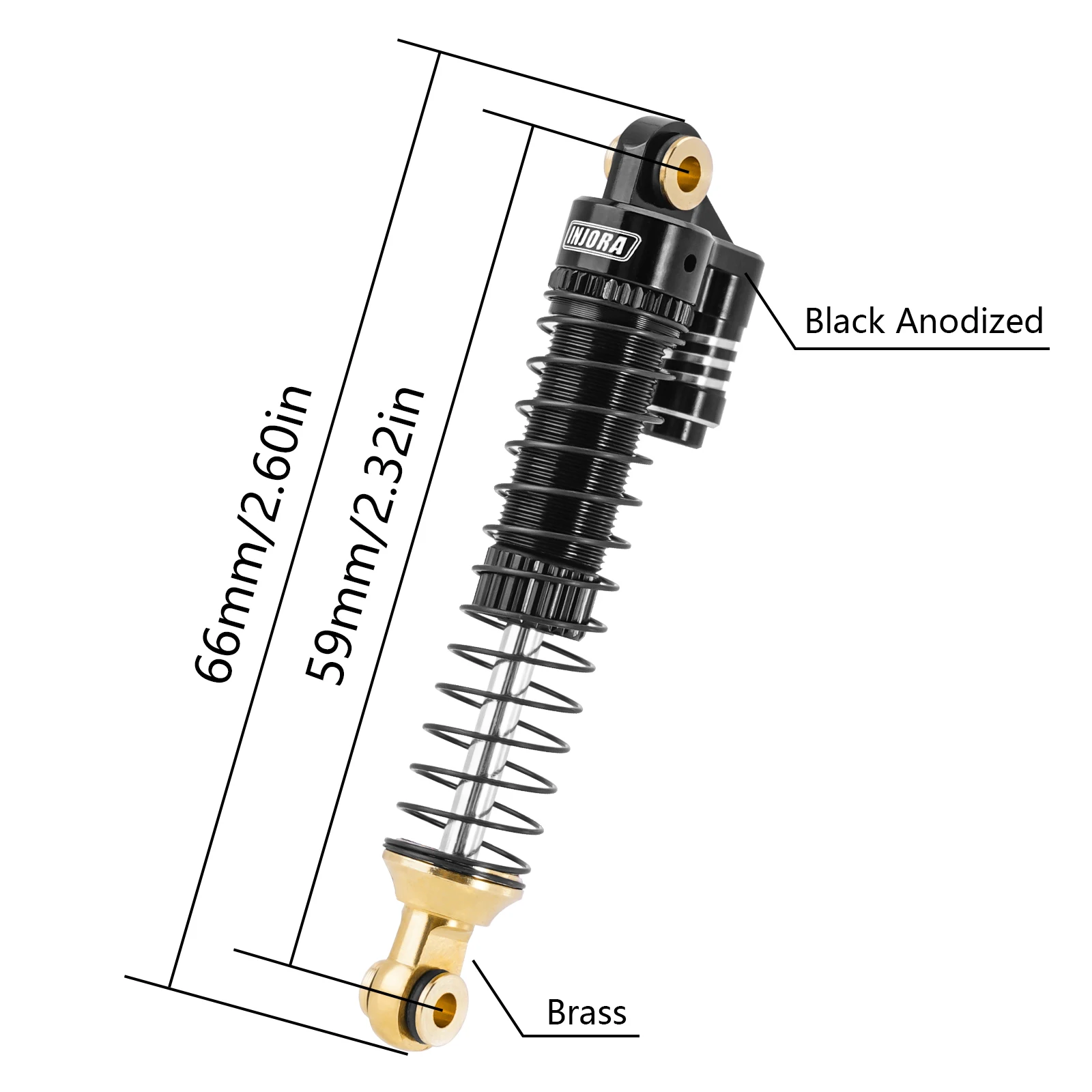 Brass & Aluminium Shock Absorber 59MM Long Threaded Oil Damper for 1/18 RC Crawler TRX4M Upgrade (4M-63)