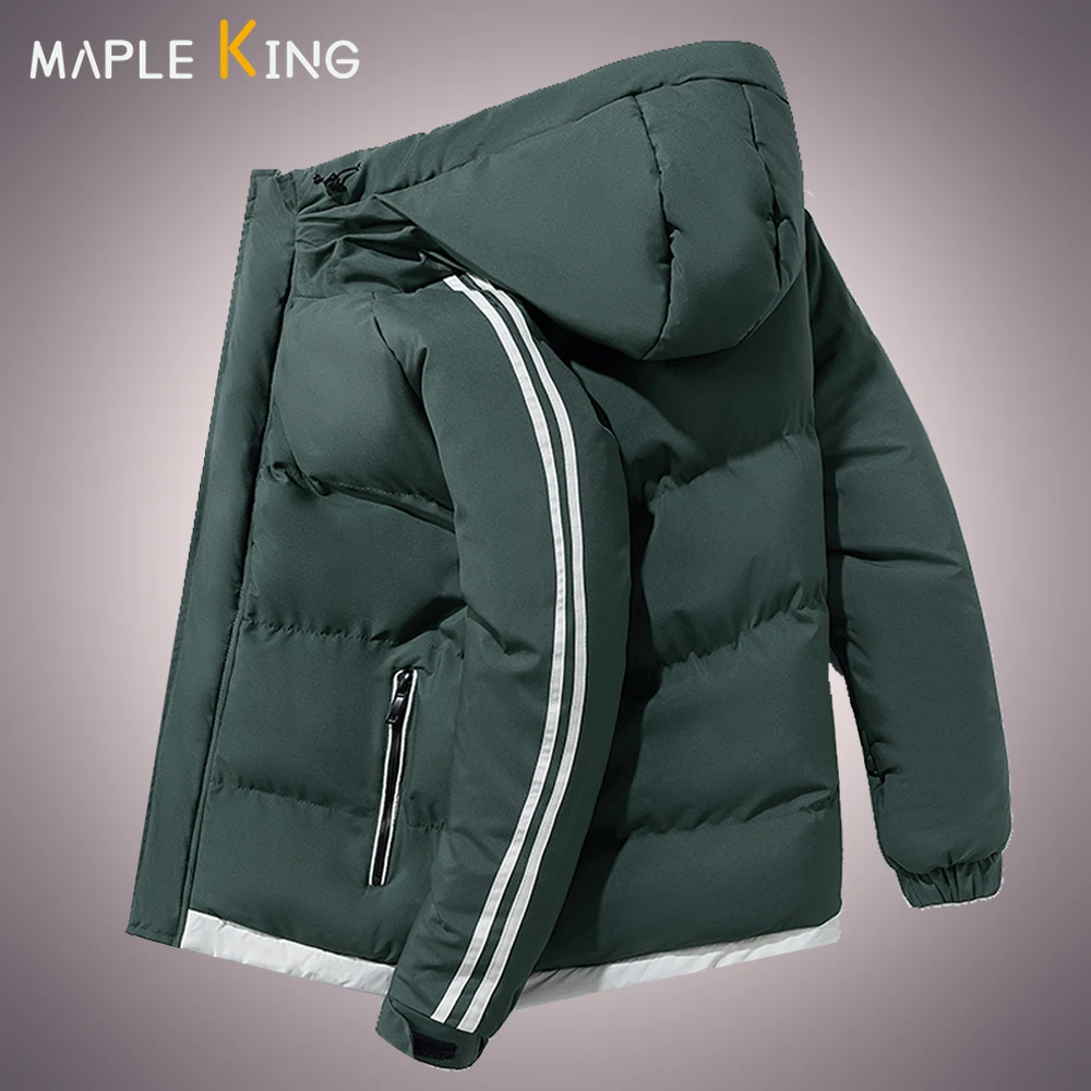 Jaket Musim Gugur Musim Dingin untuk Pria Parka Berkerudung Katun Empuk Warna Solid Chamelux Para Hombre 2022 Mantel Hangat Jaket Pria 5XL