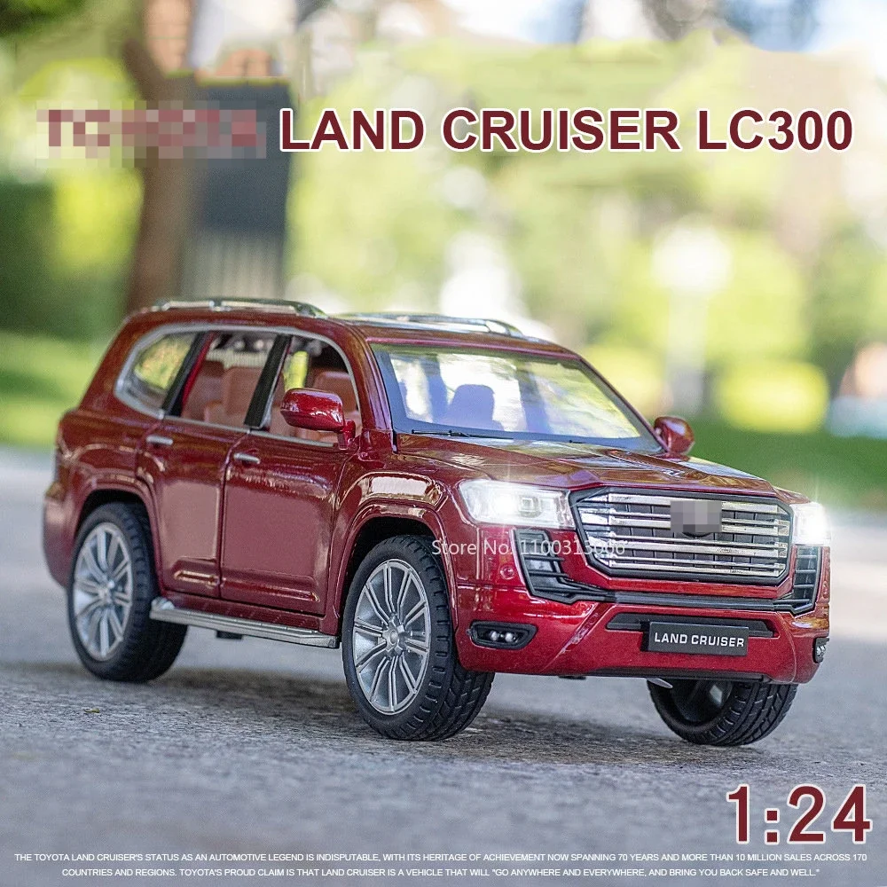 Modèle réduit de voiture Toyota Land Cruiser LC300, en alliage moulé sous pression, SUV avec nervure arrière, 6 portes ouvertes, véhicule de simulation, idéal comme cadeau pour garçon, échelle 1:24