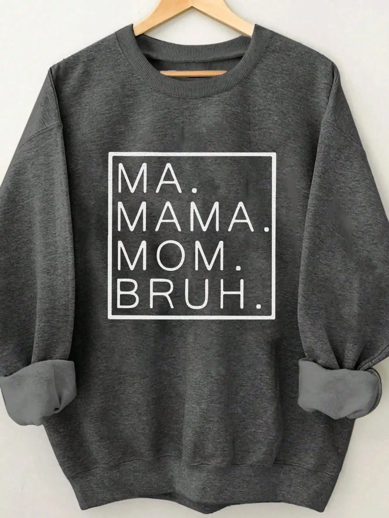 Felpa divertente per la mamma con stampa MA MAMA MOM BRUH, pullover casual a maniche lunghe da donna