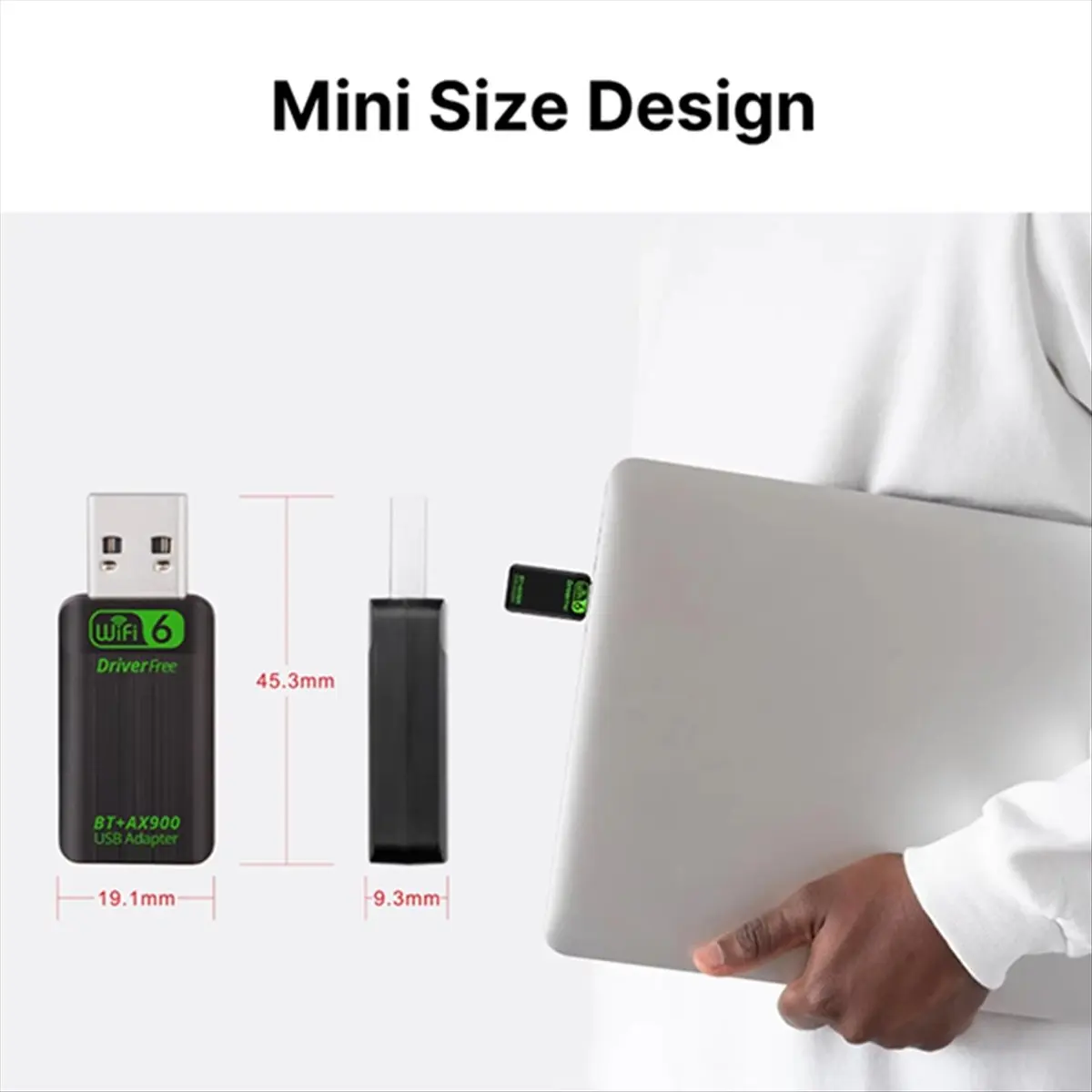 AAAE WiFi 6 AX900 USB Adapter Bluetooth 5.4 Wireless Network Card Dual Band 2.4G&5GHz Network Card for Win10/11 Driver Free