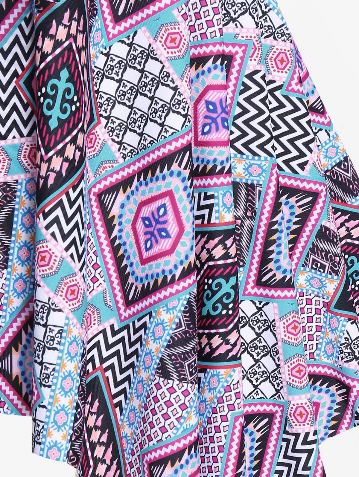 Damski strój kąpielowy Rosegal Plus Size Geo Bowknot z wycięciem i wiązaniem na szyi, bez ramiączek, z chusteczką