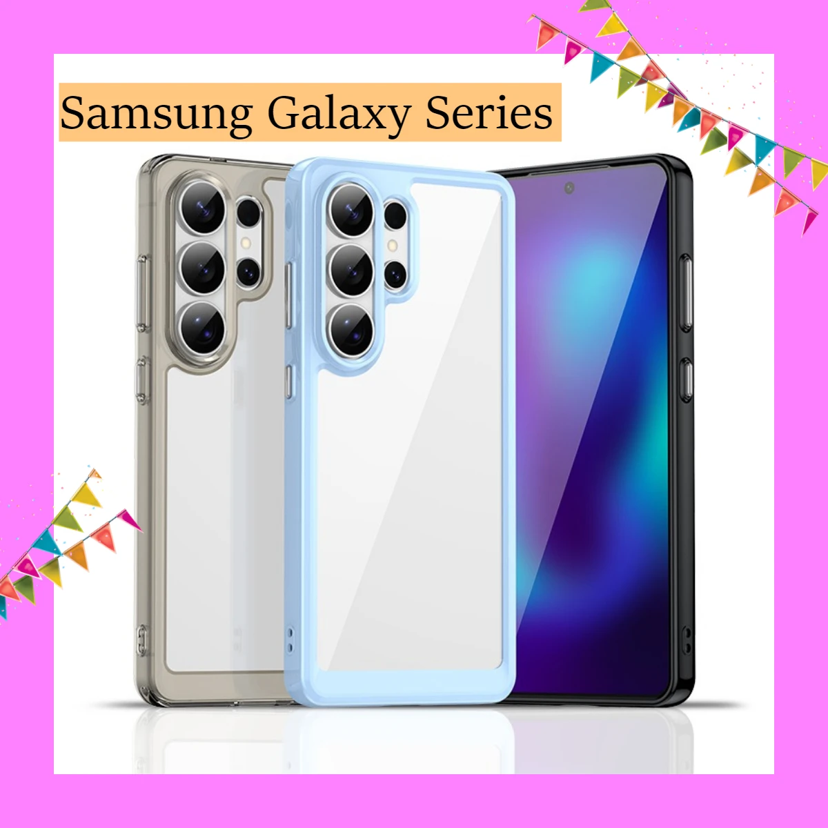 For Samsung Galaxy S26 Ultra S26 Plus S26 Case ELVEV Shockproof Hard PC + Soft TPU Border Anti-fingerprint Phone Cover