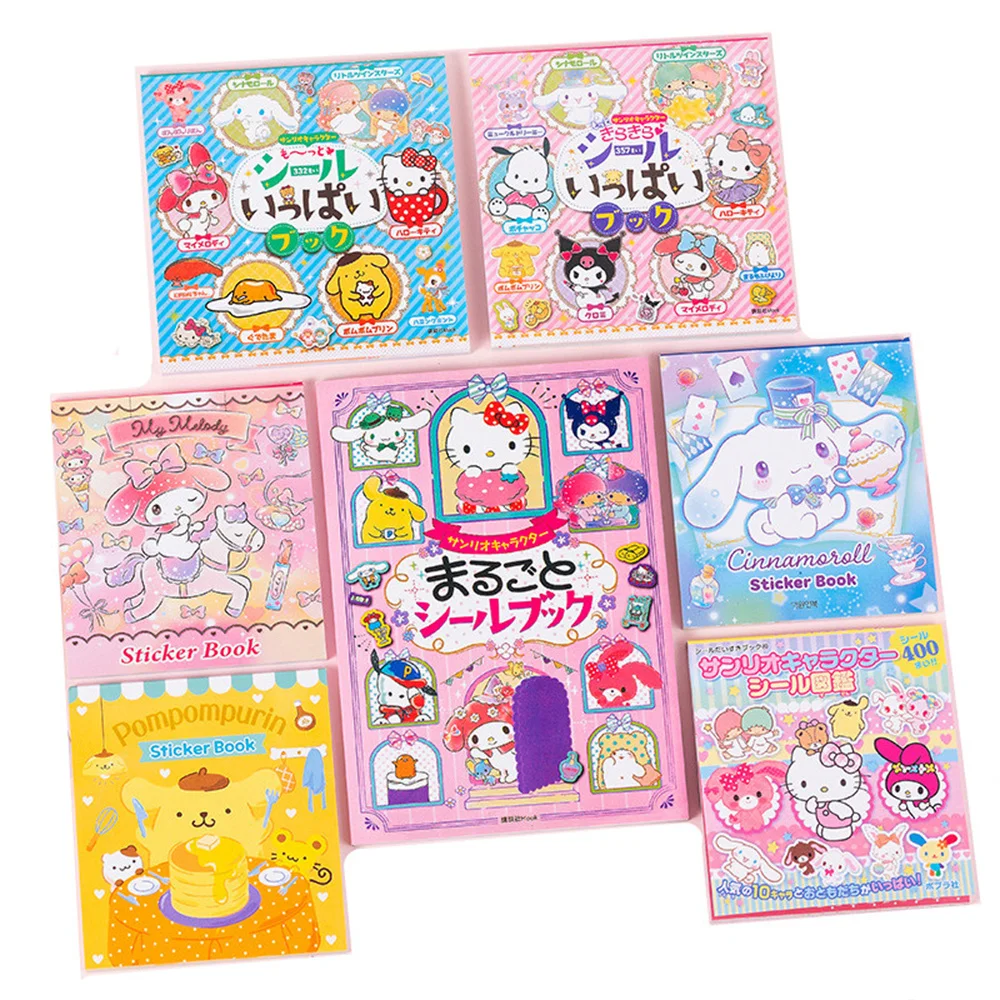 Sanrio Hand Account Stickers Book Material Sticker Hello Kitty Kuromi Cinnamoroll Cartoon Girl Decal Decorative Toys