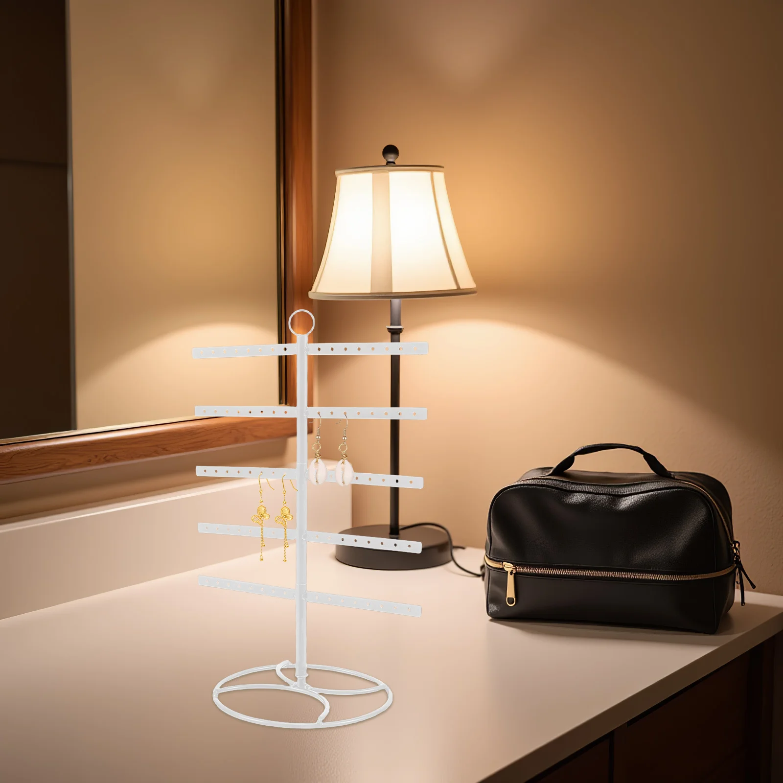 

Multi Tier Earring Organizer Rack T Shape Metal Jewelry Display Stand For Ear Studs Necklaces Bracelets Storage Detachable