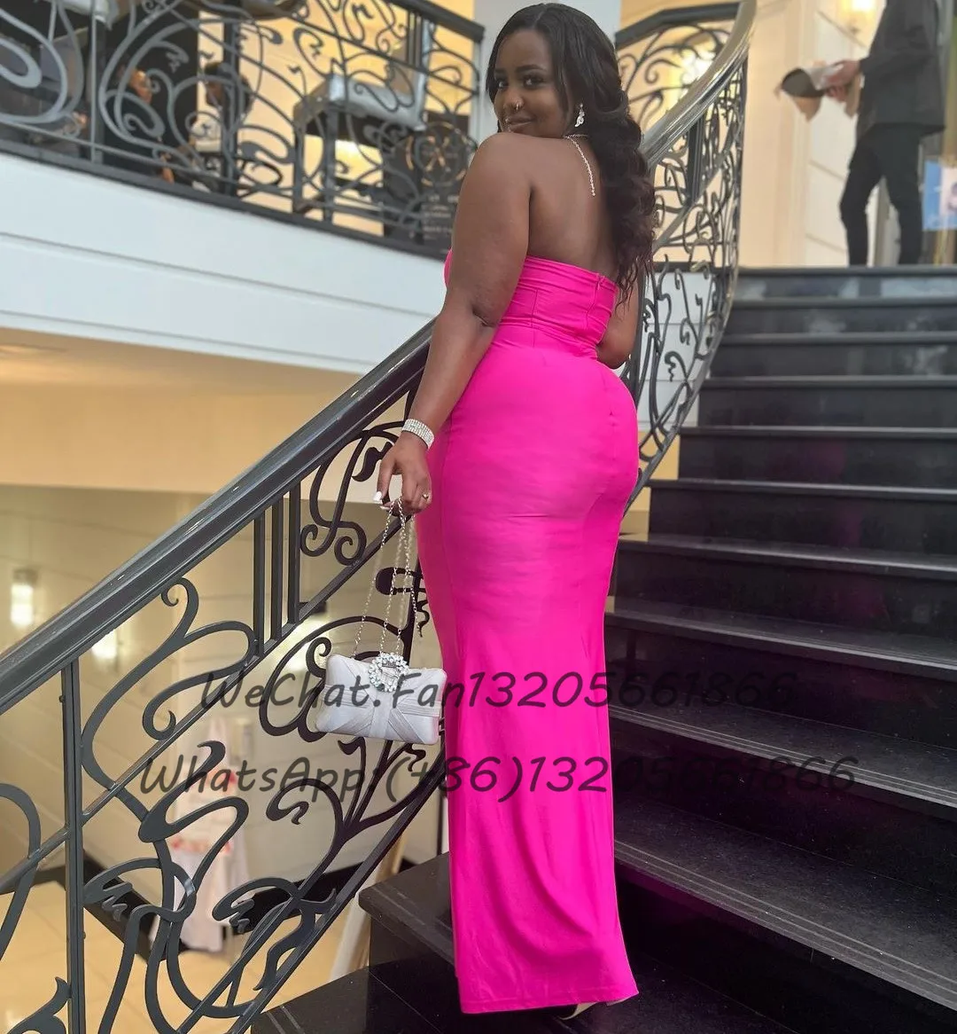 Fuchsia Long Mermaid Bridesmaid Dresses Strapless Sweetheart Neck Trumpet Wedding Guest Dress Women Backless Prom Party Gown