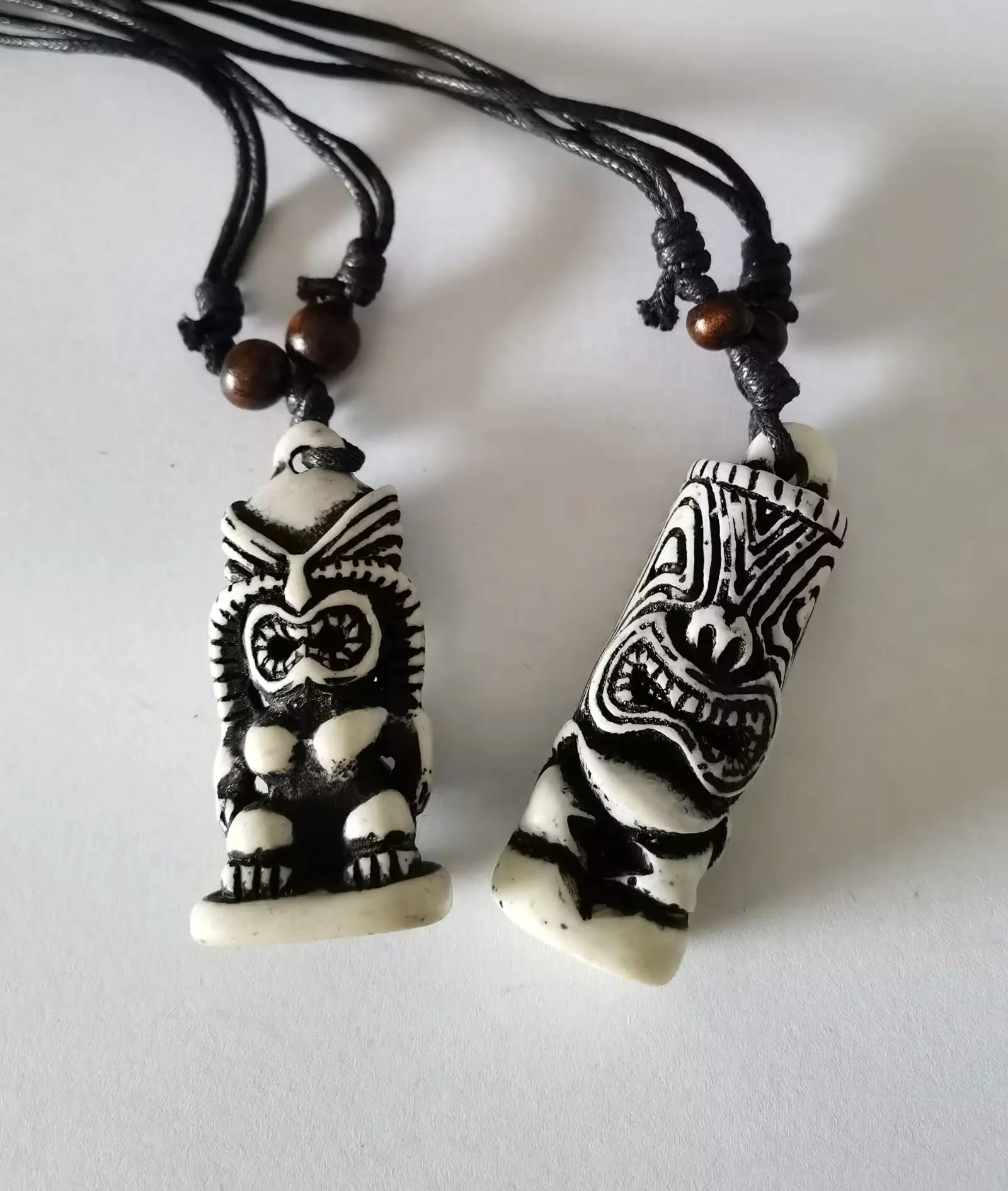 12 pcs Cool Hawaiian Traditional Tribal White Color Tiki Pendant Necklace