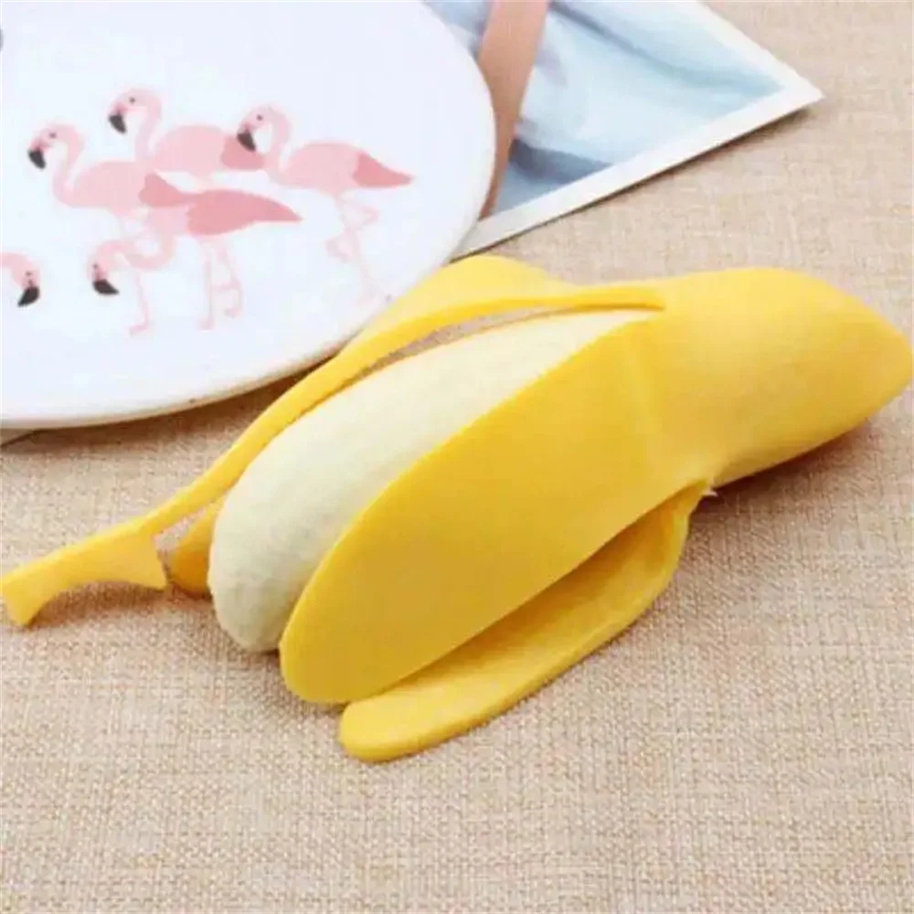Banana Toy Stretchy Fidget Toy Novelty Stress Relief Toys Funny Peeled Fake Banana Fruit Stress Toy Birthday Party Favors