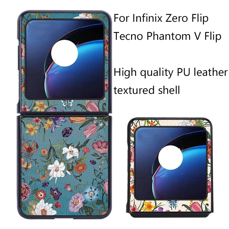 Case For Infinix Zero Flip Tecno Phantom V Flip Retro Floral Pattern PU Leather Shockproof Hard Mobile Phone Case Cover