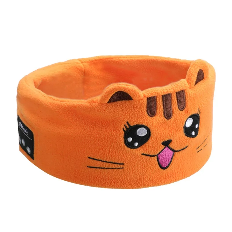 Wireless Bluetooth V5.0 Stereo Headset Cartoon Animal Headband Sleeping Aid Soft Sleep Eye Mask Eyepatch Music Calling Headphone