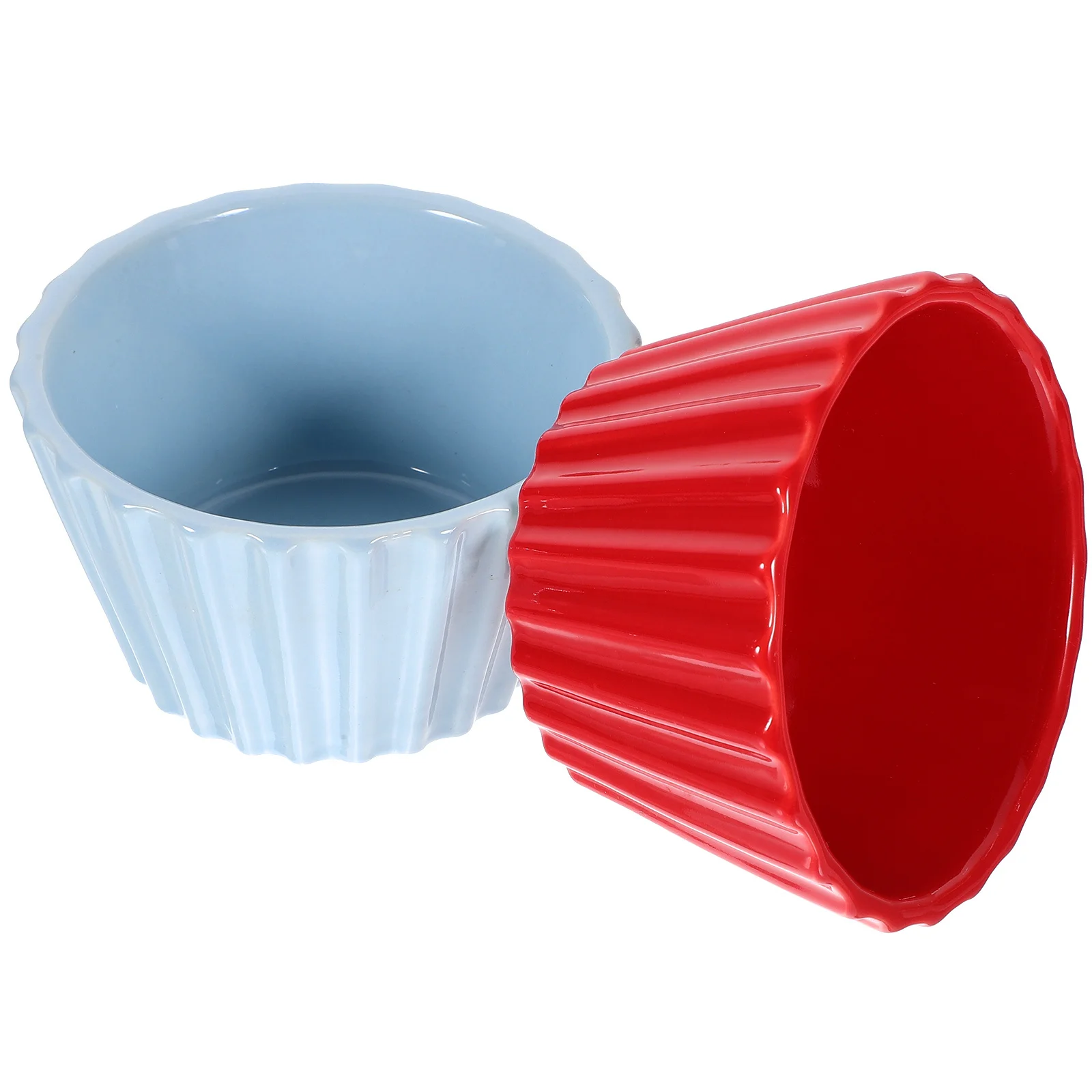 2Pcs Small Ceramic Baking Bowls Oven Safe Ramekins for Pudding Desserts Baking Cups Easy to Clean Ceramic Ramekins