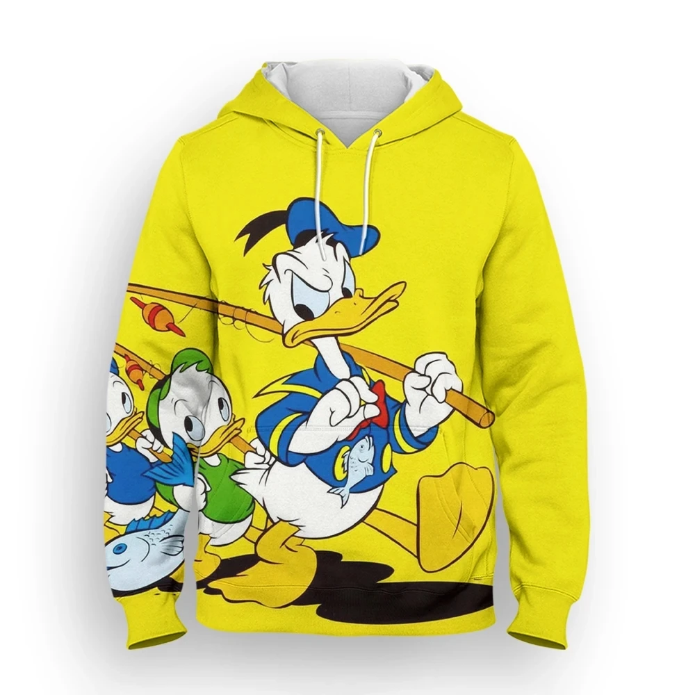 Disney-Oversized Hoodies for Men, Pato Donald, Anime Streetwear, 3D Printed Hoodies, Casual Moletons, Streetwear