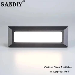 SANDIY Waterproof Stair Step Light 12v Outdoor Wall Lighting 110v 220v Balcony Lamp Wall Mount Nightlights for Garden Terrace