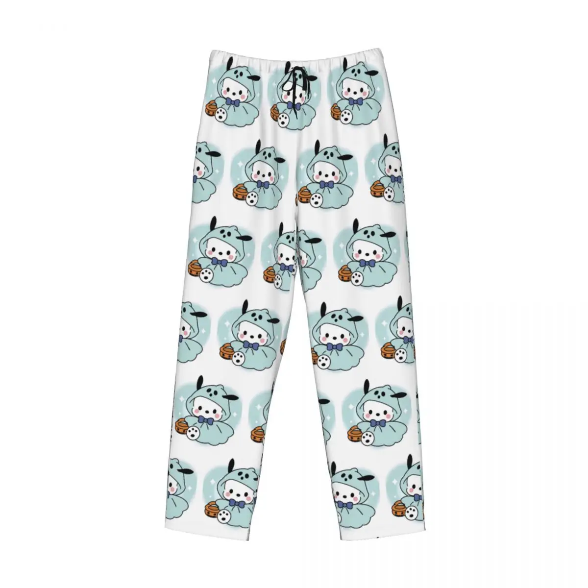 Pantalones de pijama de Halloween con animación Pochacco para hombre con estampado personalizado, ropa de dormir clásica de dibujos animados, pantalones de salón para dormir con bolsillos