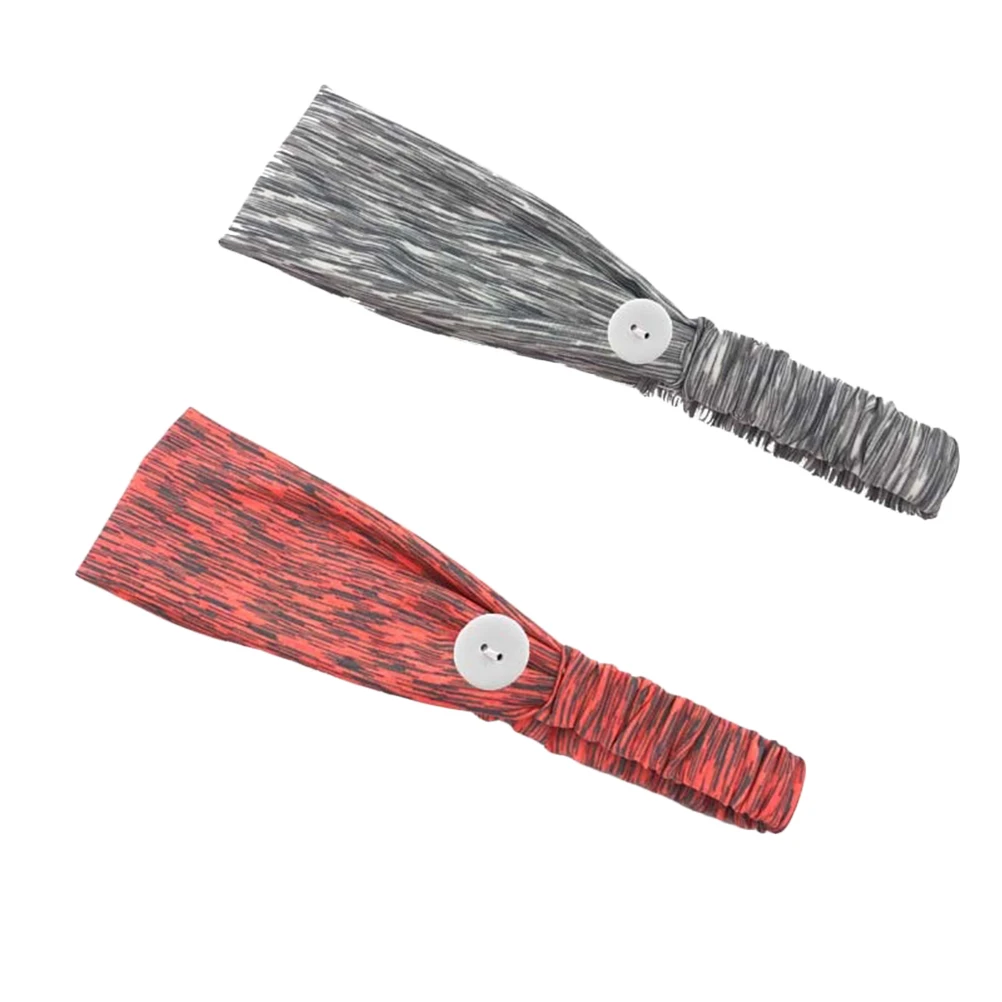 

2pcs Elastic Anti-hair Strap Fitness Headbands for Women Breathable Soft Quality Functional Mask Button Hair Band