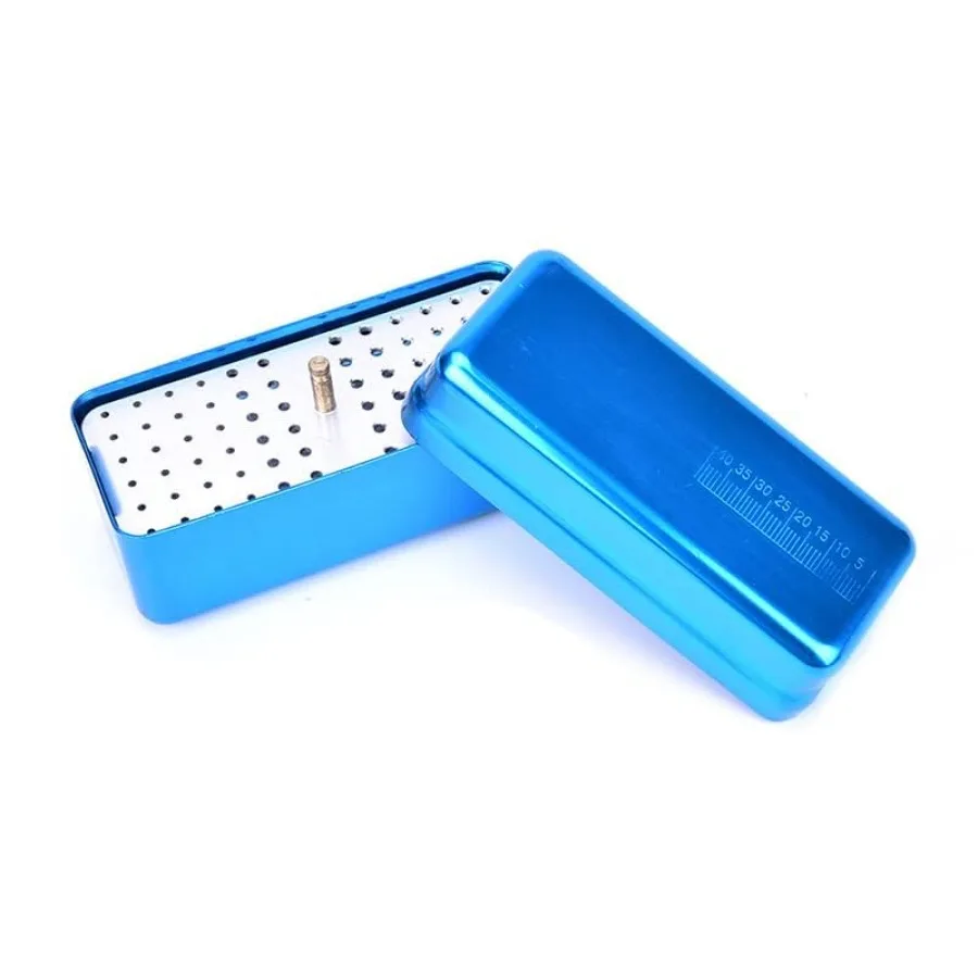 

72 Holes Endo Bur Holder Stand Files Aluminum Box Disinfection Sterilizing Storage Case Organizer Box