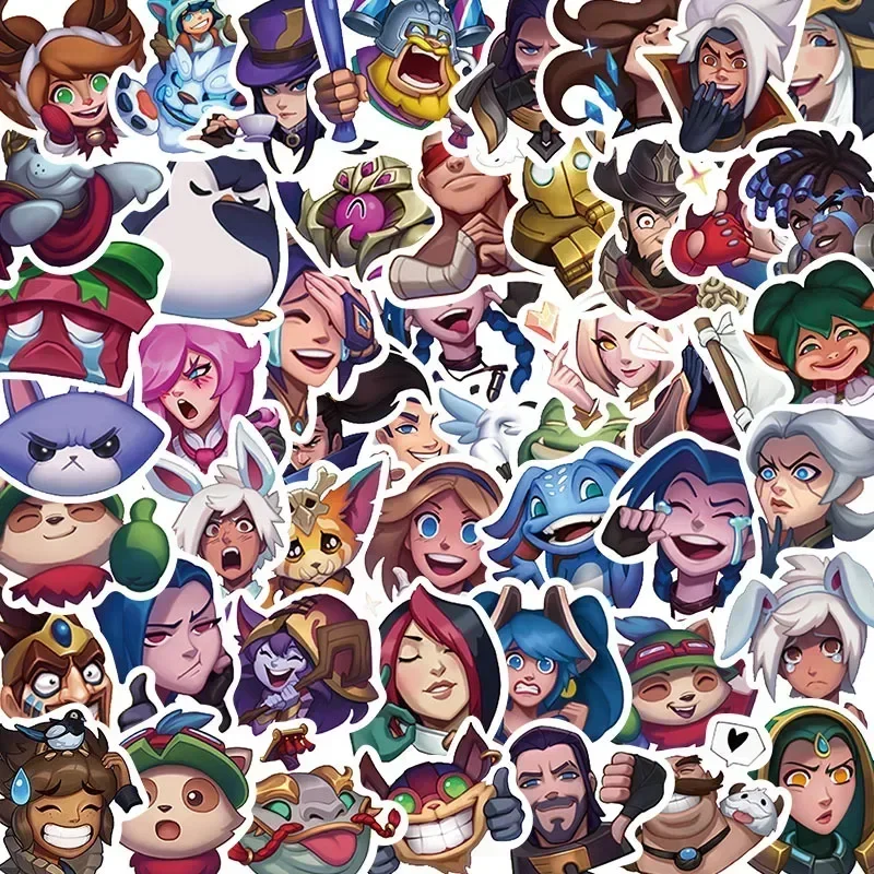 10/30/50PCS Cartoon League of Legends Funny Expression Stationery Sticker Shockproof Creative School Supplies Collectibles