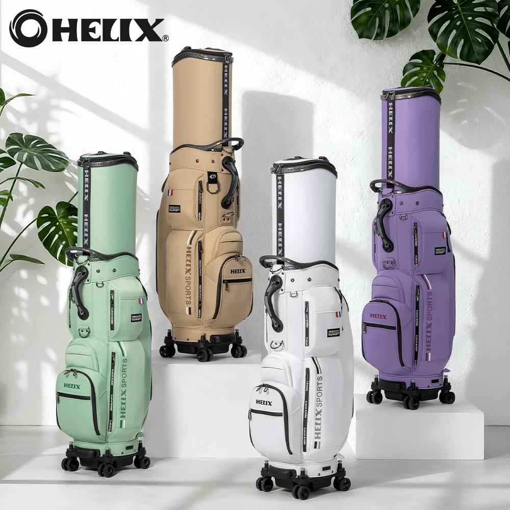HELIX Golf Bag with Four Wheels and Retractable Protective Top Cover, Easy to Carry and Travel