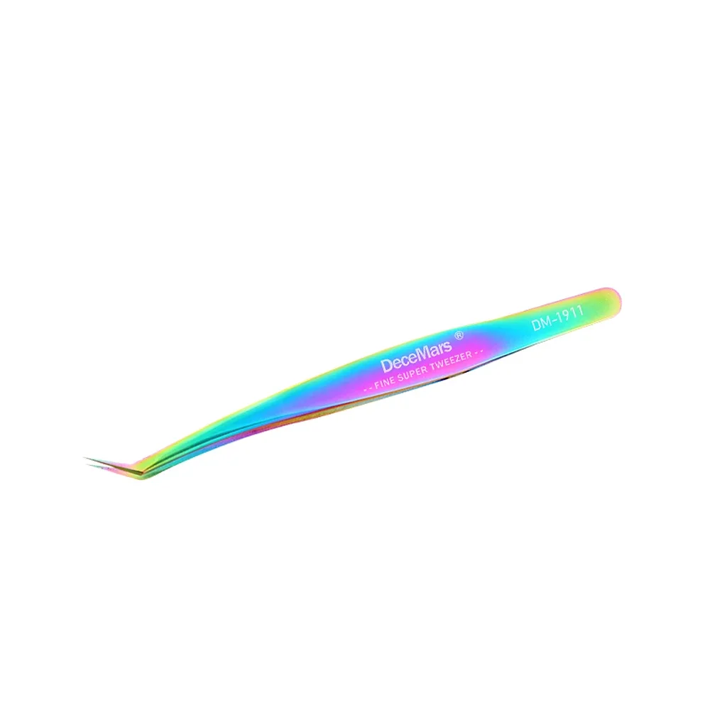 DeceMars Colorful Stainless Steel Tweezers High Precision, Beauty Manicure False Eyelash Grafting Scrapbook Journal Tools