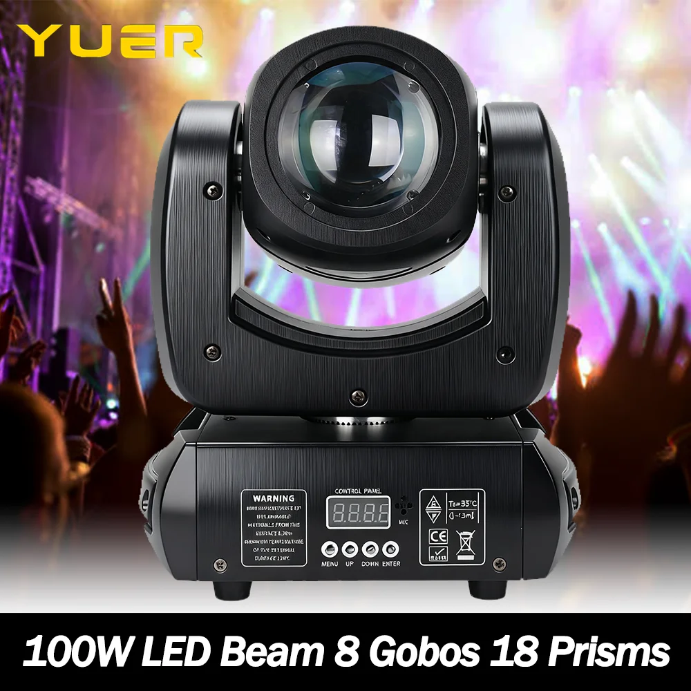 

100W LED Beam Moving head Light with 8 Gobos 18 prisms DMX512 Control for DJ Disco party wedding Nightclub bar stage lighting