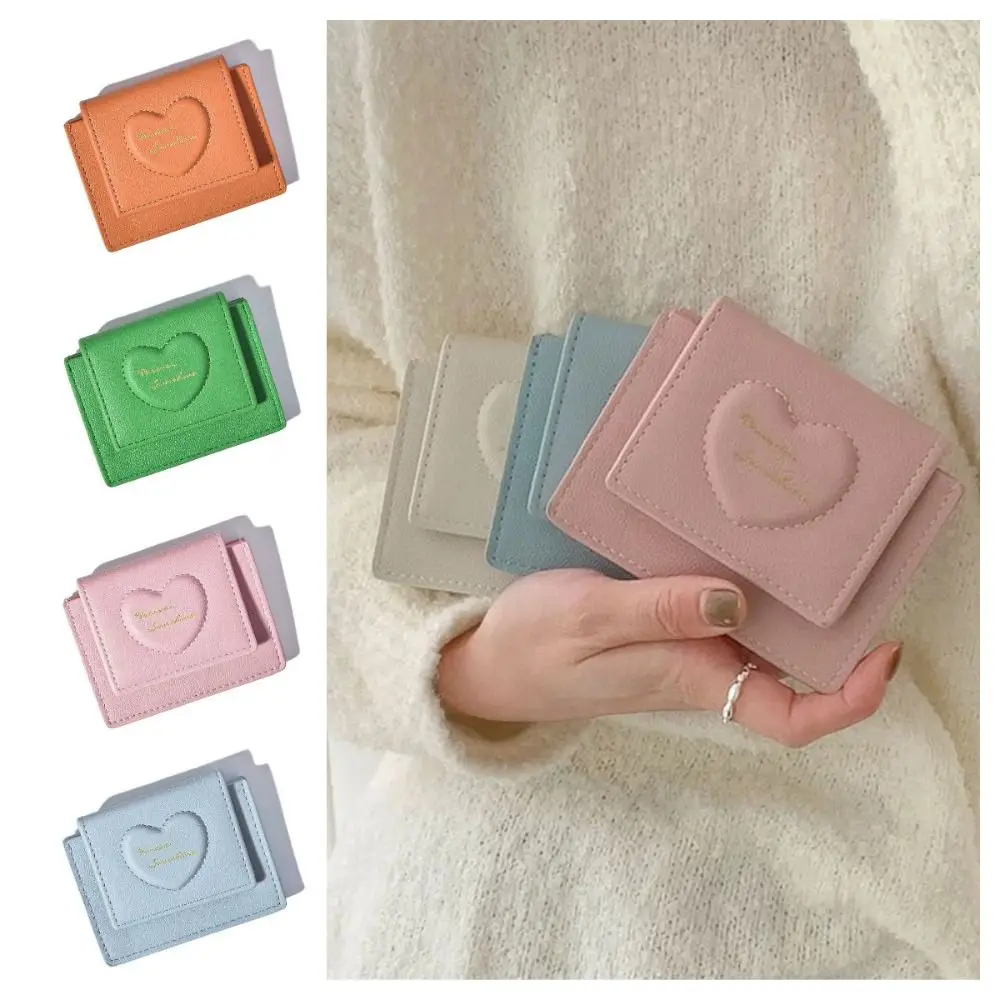 

Creative Cute Love Heart Wallet Macaron Color Korean Style Ultra-thin Coin Purse Elegant Business Solid Color Card Holder Travel